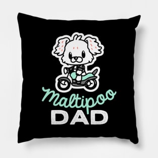 Maltipoo Dad Biker Dog Owner Retro Dog Father Pillow