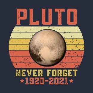 Never Forget Pluto Retro Style Funny Space Science T-Shirt