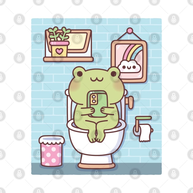 Cute Frog Chilling On Toilet Bowl by rustydoodle