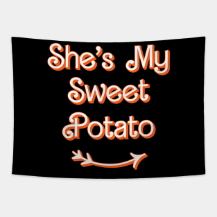 Thanksgiving Matching Couple She's My Sweet Potato I Yam Set Tapestry