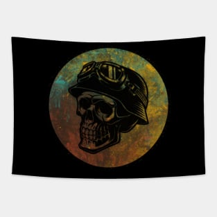 skull motorcycle vintage Tapestry