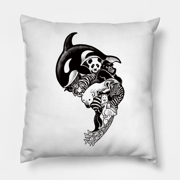 Monochromanimal Pillow by Waynem