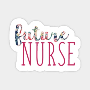 Navy Floral with Pink Future Nurse Magnet