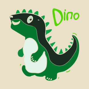 cartoon style illustration of a cute green dinosaurs T-Shirt