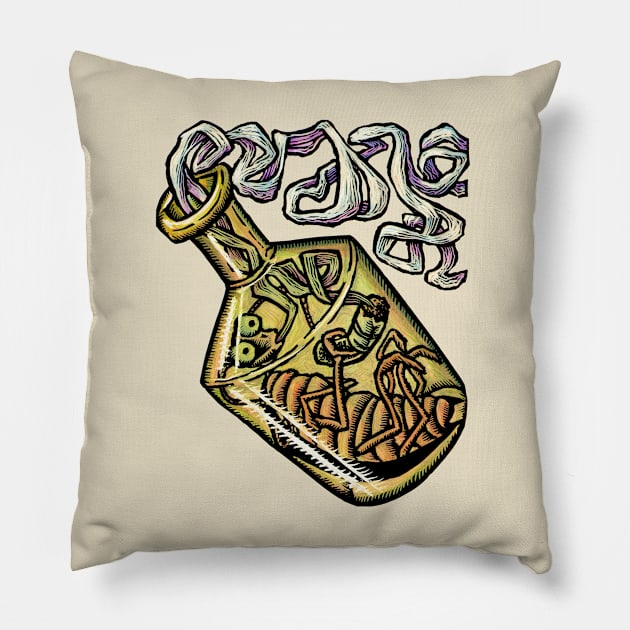 Bug Smoking in a Bottle Pillow by Lisa Haney