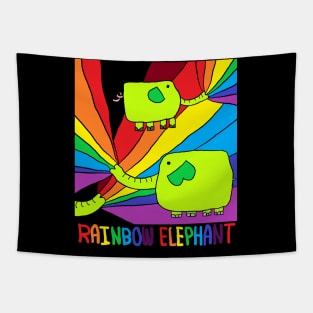 rainbow elephant Tapestry