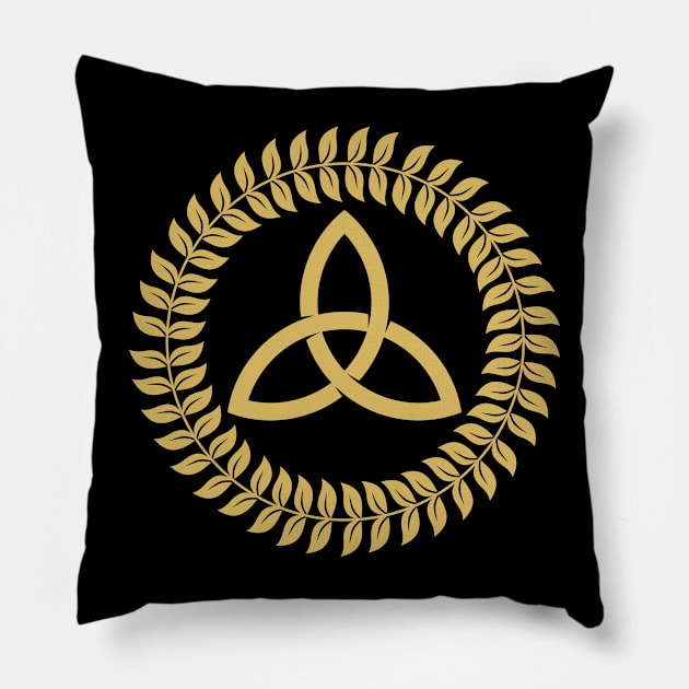 The symbol of the Holy Trinity framed by a wreath Pillow by Reformer