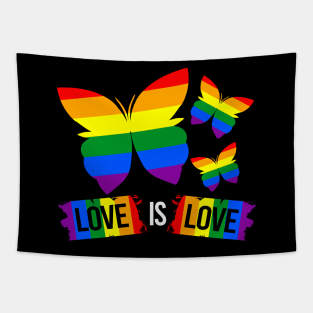 Love is Love Rainbow Butterflies - Gay Pride Tapestry