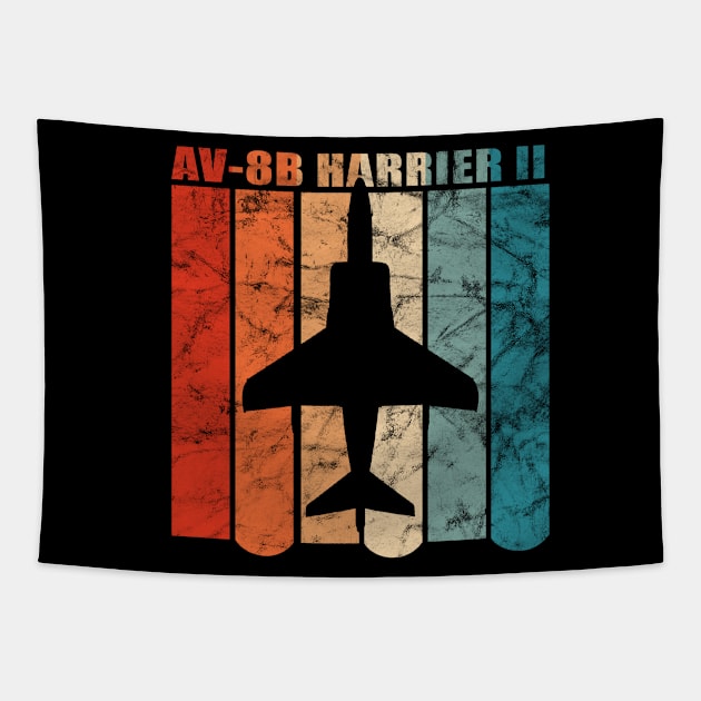 AV-8B Harrier II Jet Airplane Retro Vintage Design Tapestry by DesignedForFlight