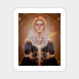 The Queen of Time: Fantasy Fairy Queen Golden Crown, Opal Jewelry, and Fantasy Fashion Illustration Magnet