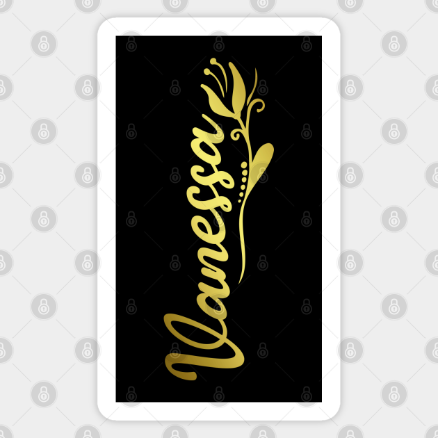 Vanessa Name Faux Gold Tulip Flourish Vanessa Name Sticker Teepublic