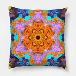 Psychedelic Hippie Orange and Blue Pillow