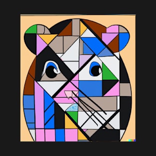 Cubism Style Abstract Cute Hamster Fine Art Painting T-Shirt
