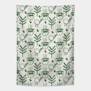 Cup of Green Tea (Green) Tapestry