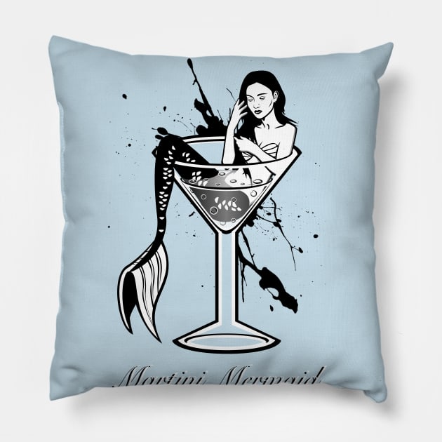 Martini Mermaid Pillow by AlterAspect