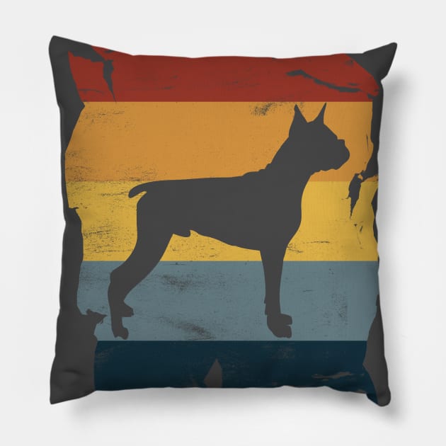 Boxer Dog Distressed Vintage Retro Silhouette Pillow by DoggyStyles