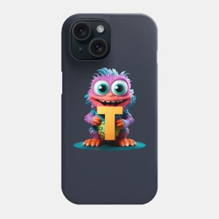 Cute Monster for Kids Alphabet Letter T Funny Back to School Phone Case