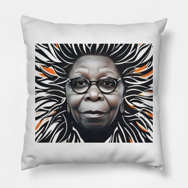 Whoopi potrait Pillow by sheelashop