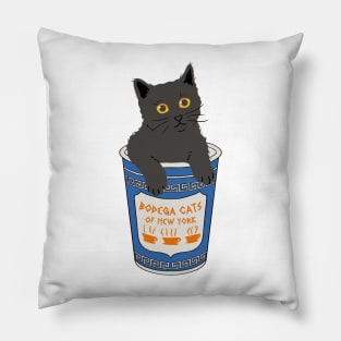 NYC Bodega Cat in Greek Coffee Cup Pillow