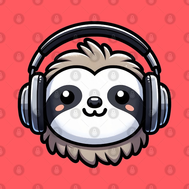 Sloth With Headphones by DetourShirts