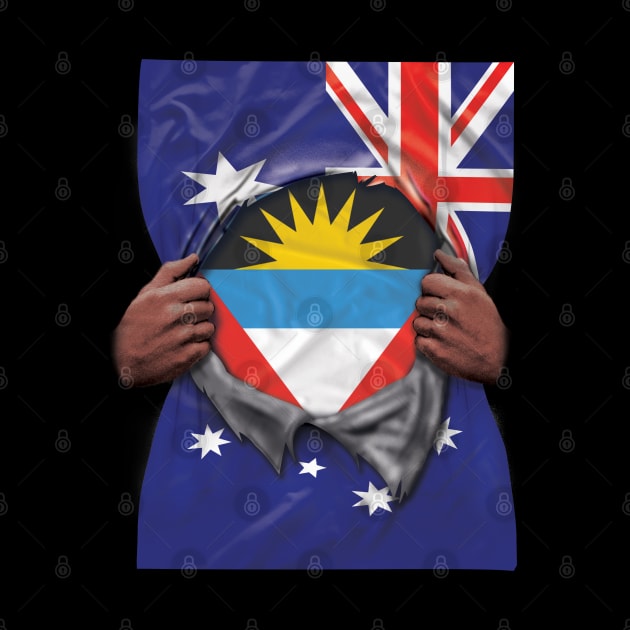 Antigua & Barbuda Flag Australian Flag Ripped - Gift for Antiguan & Barbudan From Antigua & Barbuda by Country Flags
