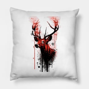 Buck Deer Ink Painting Pillow