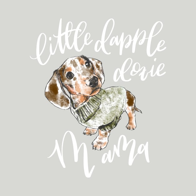 Dapple Doxie Mama, Chocolate in Olive by stuckyillustration