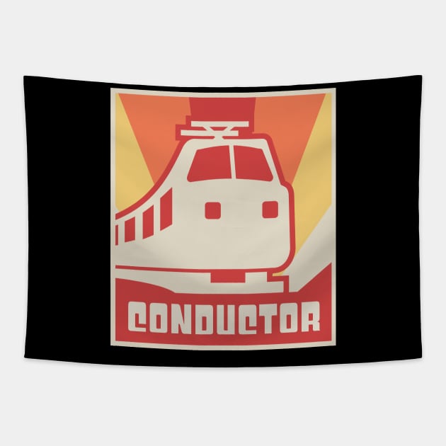 Retro Vintage Rail Crew Railroad Train Conductor Tapestry by MeatMan