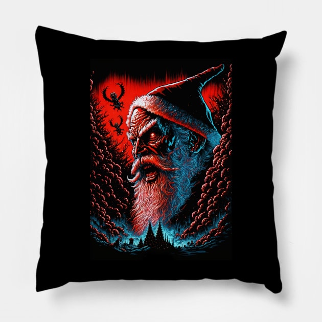 Evil Santa Metal Christmas Pillow by Henison Horror