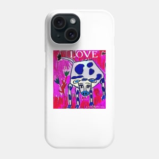 Blue Spotted Love Cow Phone Case