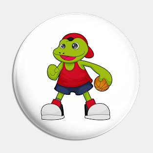 Frog as Basketball player with Basketball Pin