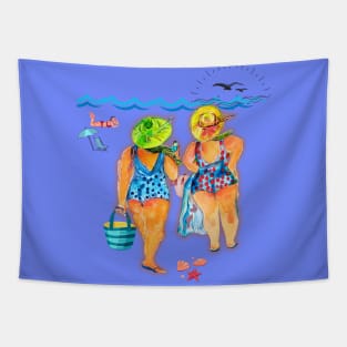 Two fat bottom girls on the beach Tapestry