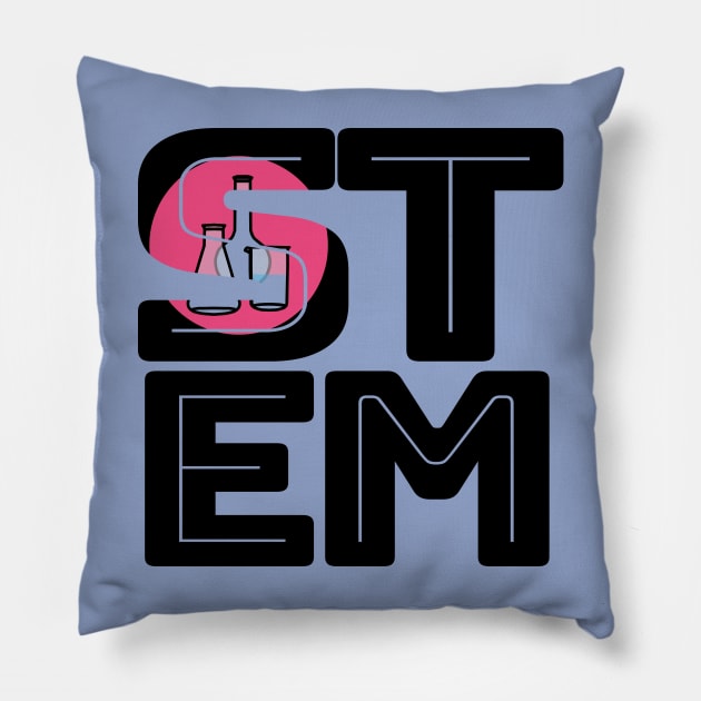 STEM with Blue Beaker and Flasks Pillow by ellenhenryart