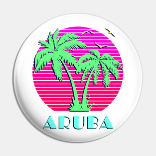 Aruba Palm Trees Sunset Pin