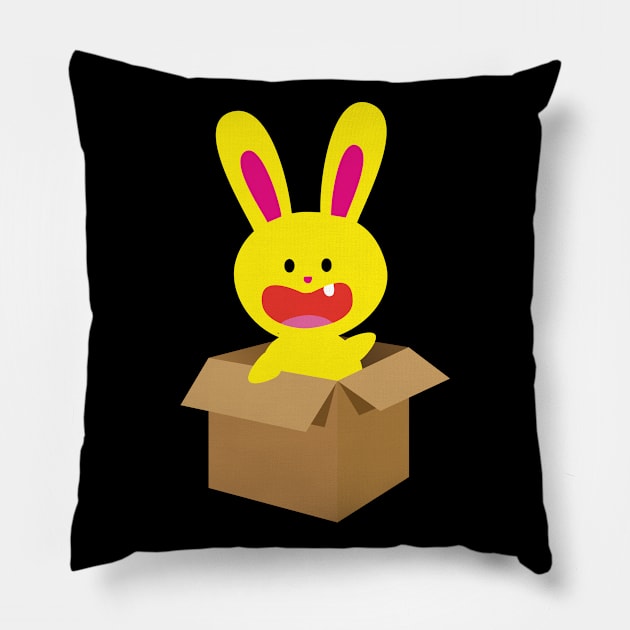 One Tooth Rabbit In The Box Surprise Pillow by HappyGiftArt