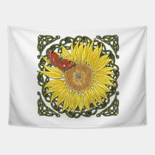 Celtic Sunflower & Peacock Butterfly Tapestry