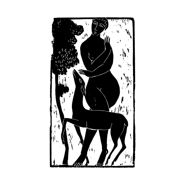 Lady with Deer by TheCosmicTradingPost