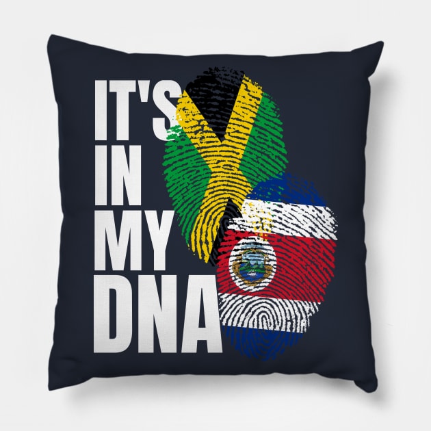 Costa Rican And Jamaican Mix DNA Flag Heritage Gift Pillow by Just Rep It!!