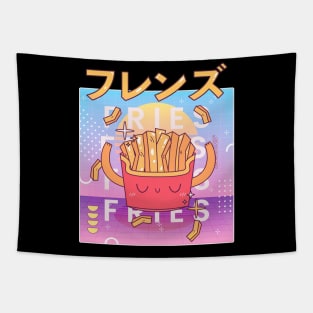 Funny Retro 90s Japanese Kawaii French Fries Fresh Friends Tapestry