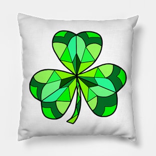 Stained Glass Green Irish Clover Pillow