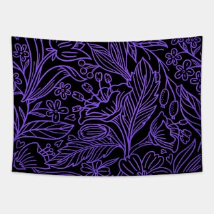 Dark Floral Pattern Themed Tapestry