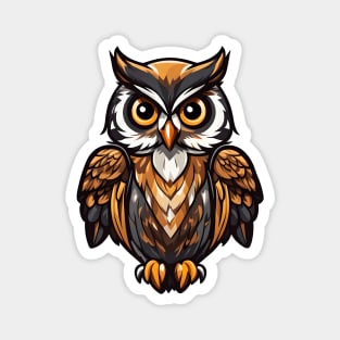 Nocturnal Enigma: Little Owl Illustration 2 Magnet