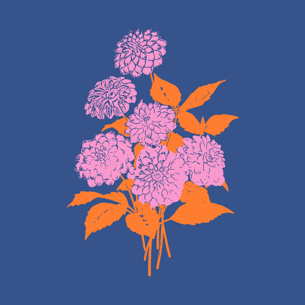 Flower Bouquet Illustration in Pink and Orange by ApricotBirch