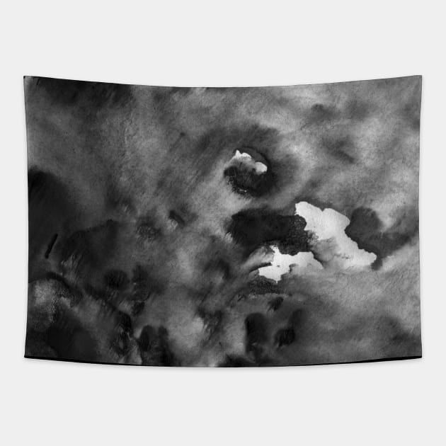 Graphite background. Simple abstract black-white watercolor, animal print. Hand-painted texture with drops, paint smears. Best for  wallpapers, covers and packaging, wrapping paper. Tapestry by Olesya Pugach