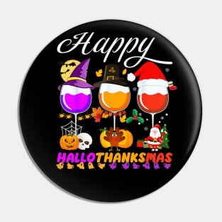 Happy HalloThanksMas Drinks Halloween Christmas Pin