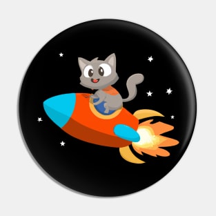 Cute cat riding on rocket - funny cat design Pin