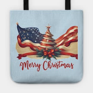 Usa flag merry christmas, funny most likely, family Tote