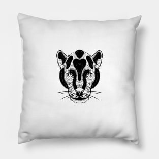 Black Leopard blackwork flash design Pillow