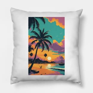 Sunset at the beach Pillow