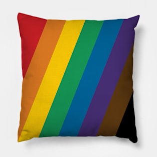 Philadelphia Rainbow Pride Flag (Proud LGBTQ+ Community Pride Flag) Slanted Version Pillow